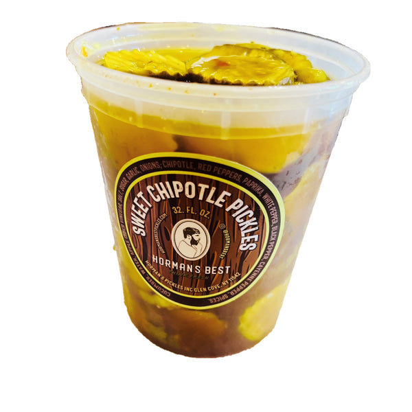 Sweet Chipotle Pickle Chips 32 oz Horman's Best Pickles